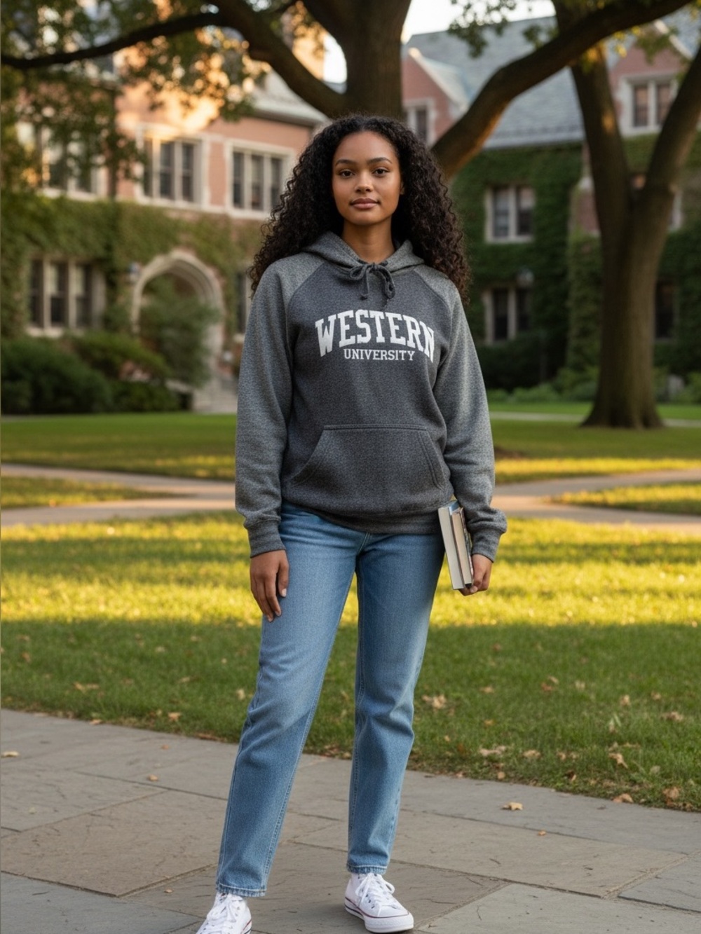 Unisex Western University Sweatshirt Hoodie Gray Women’s Size S/M - Men’s XS